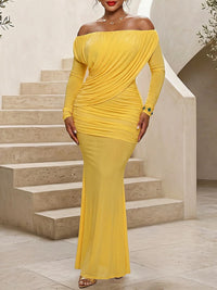 Off-Shoulder Ruched Bodycon Dress