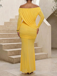 Off-Shoulder Ruched Bodycon Dress