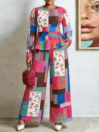 Printed Peplum Two-Piece Set