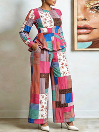 Printed Peplum Two-Piece Set