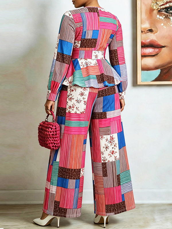 Printed Peplum Two-Piece Set