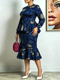 Floral Peplum Top & Skirt Set