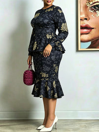 Floral Peplum Top & Skirt Set
