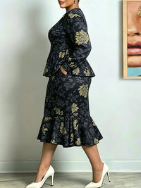Floral Peplum Top & Skirt Set