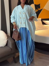 Stripe Combo Kaftan Dress