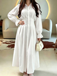 Solid Cinched-Waist Shirt Dress