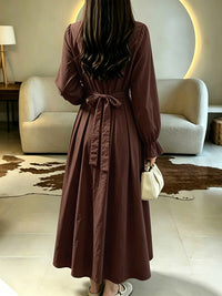 Solid Cinched-Waist Shirt Dress