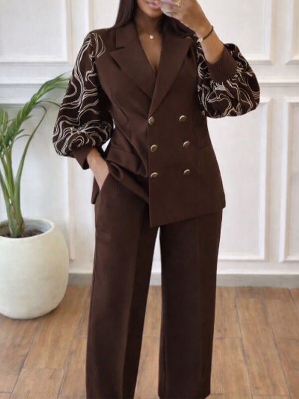 Puff-Sleeve Blazer & Pants Set