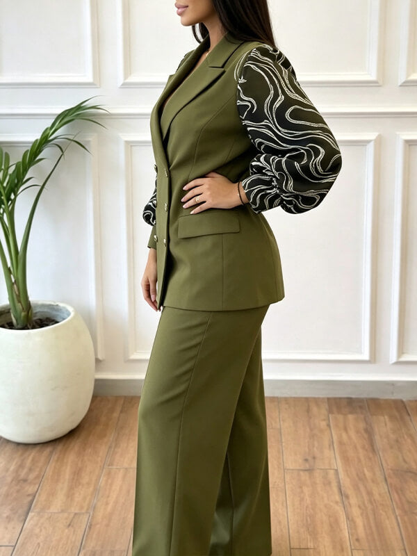 Puff-Sleeve Blazer & Pants Set