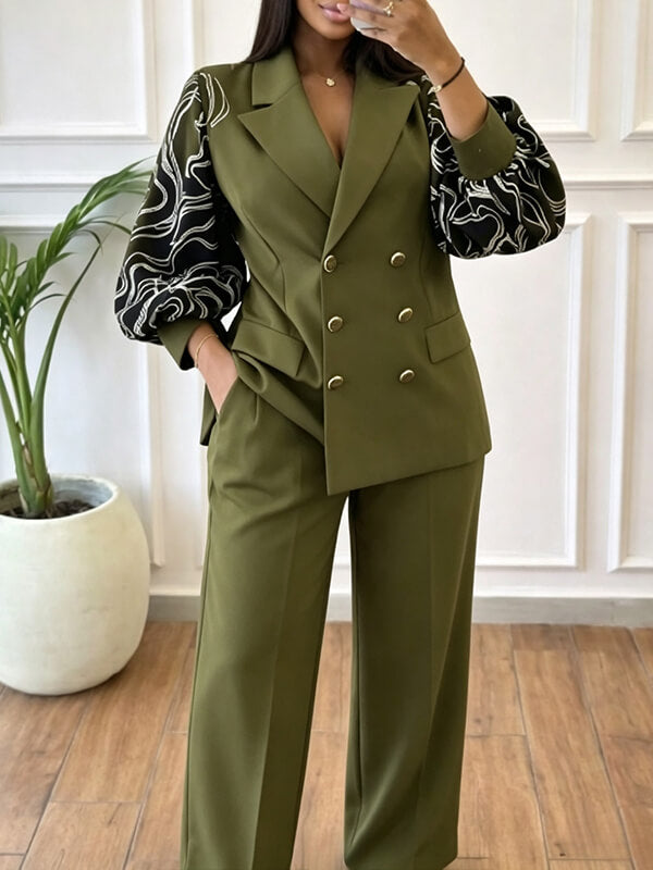 Puff-Sleeve Blazer & Pants Set