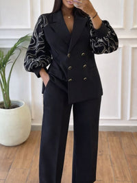 Puff-Sleeve Blazer & Pants Set