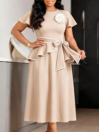 3D Floral Tied Dress