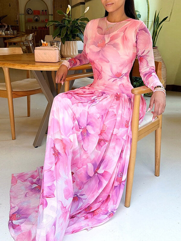 Floral Pleated Maxi Dress