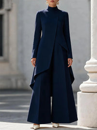 Slit Tunic Top & Wide-Leg Pants Set