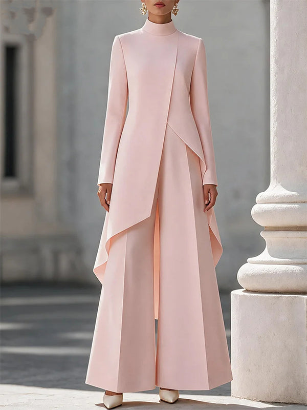 Slit Tunic Top & Wide-Leg Pants Set