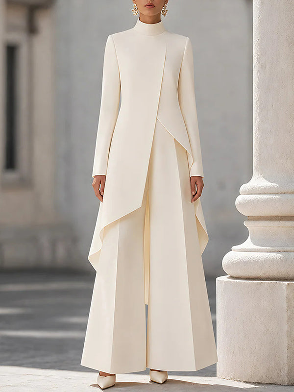Slit Tunic Top & Wide-Leg Pants Set