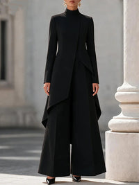 Slit Tunic Top & Wide-Leg Pants Set