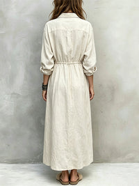 Drawstring Button-Front Shirt Dress