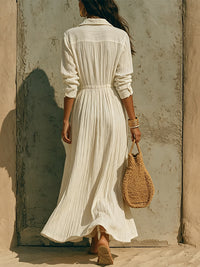 Button-Front Cinched-Waist Shirt Dress