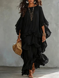 Solid Ruffle Tiered Dress