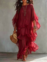 Solid Ruffle Tiered Dress