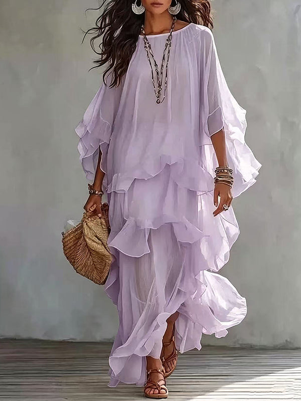 Solid Ruffle Tiered Dress