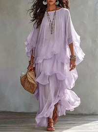 Solid Ruffle Tiered Dress