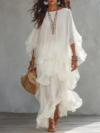 Solid Ruffle Tiered Dress