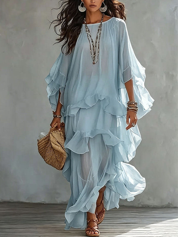 Solid Ruffle Tiered Dress