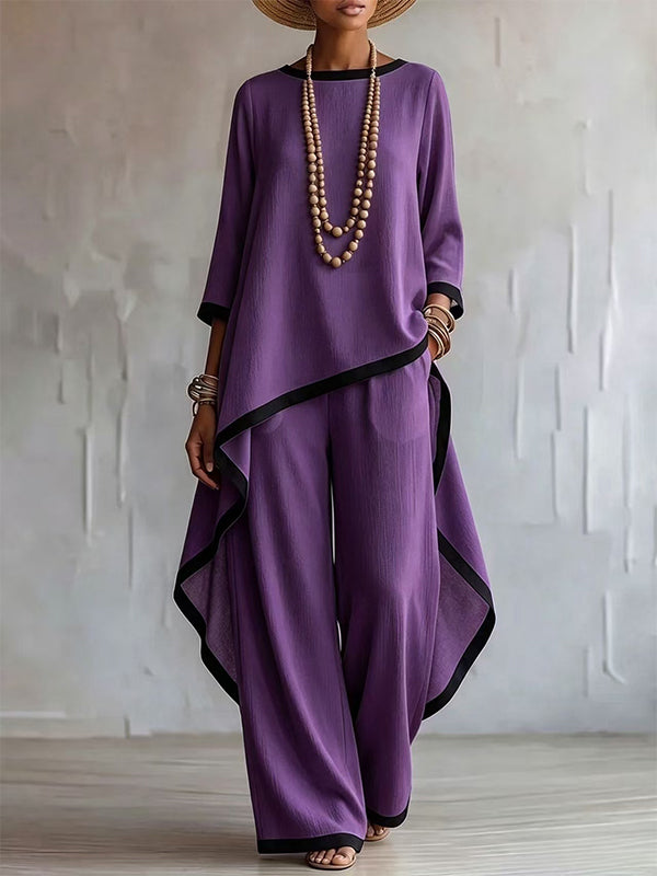 Piping Tunic Top & Pants Set