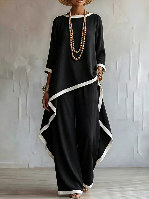 Piping Tunic Top & Pants Set