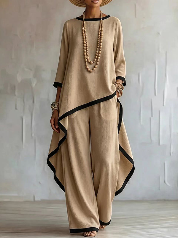 Piping Tunic Top & Pants Set