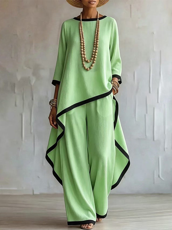 Piping Tunic Top & Pants Set