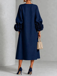 Floral-Sleeve Button-Front Dress