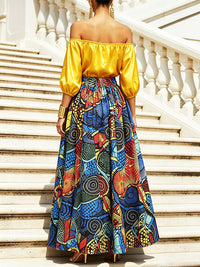 Off-Shoulder Top & Slit Skirt Set