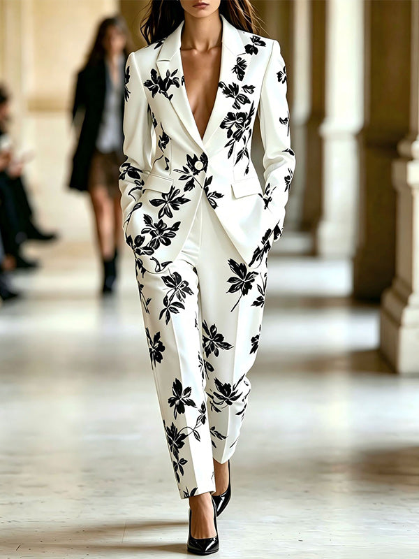 Printed Blazer & Pants Set