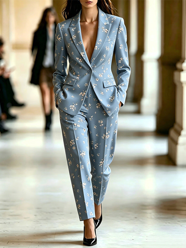Printed Blazer & Pants Set