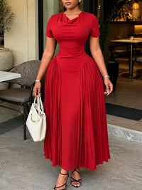 Solid Pleated-Combo Dress