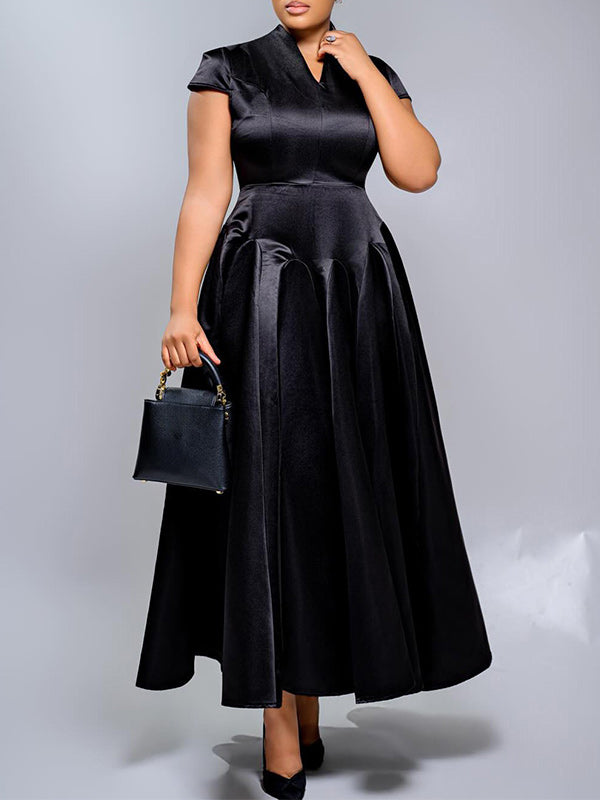 V-Neck Satin Dress