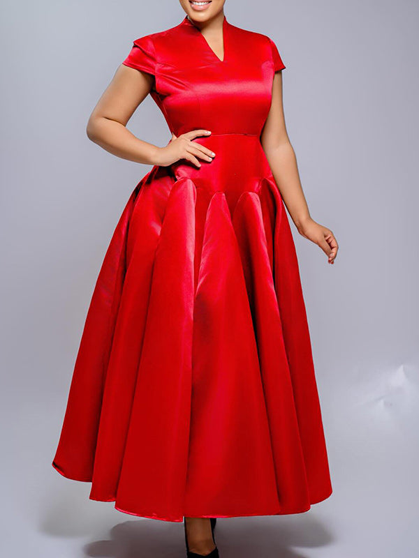 V-Neck Satin Dress