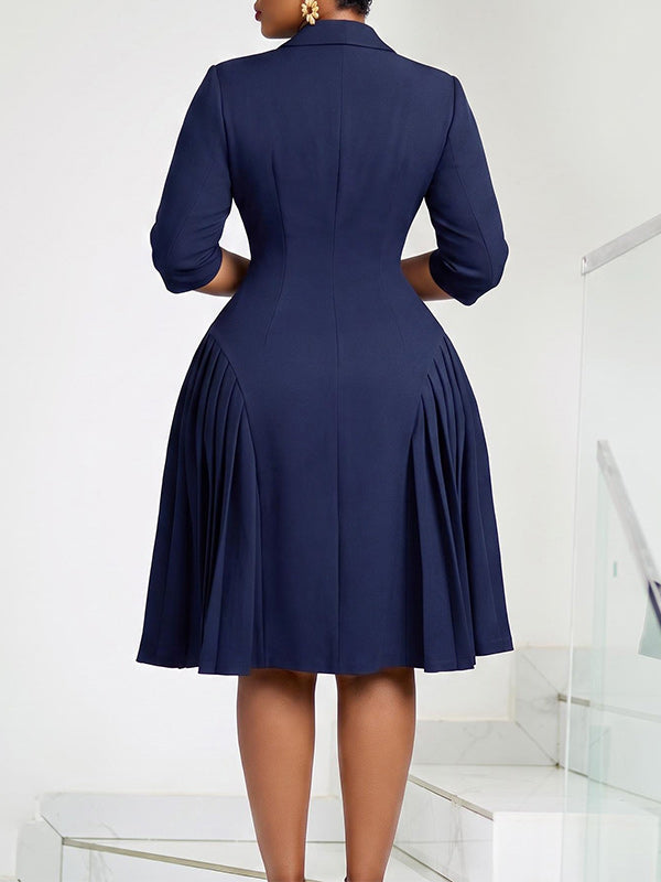 Button-Front Pleated Dress