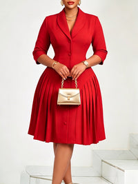 Button-Front Pleated Dress