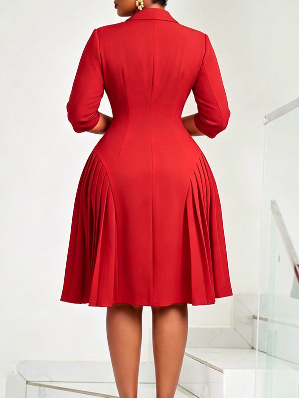 Button-Front Pleated Dress