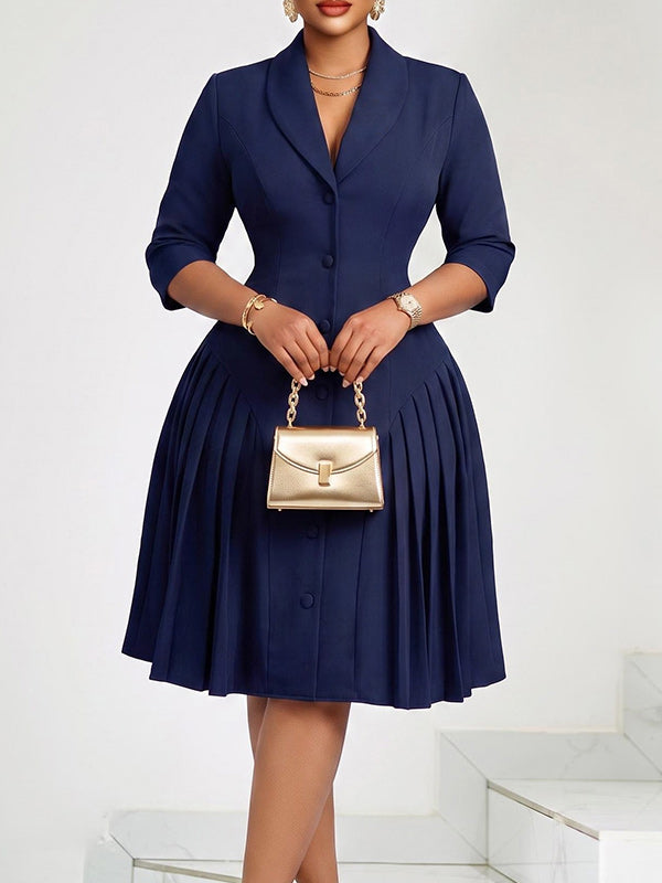 Button-Front Pleated Dress