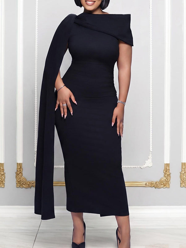 Solid Draped Bodycon Dress