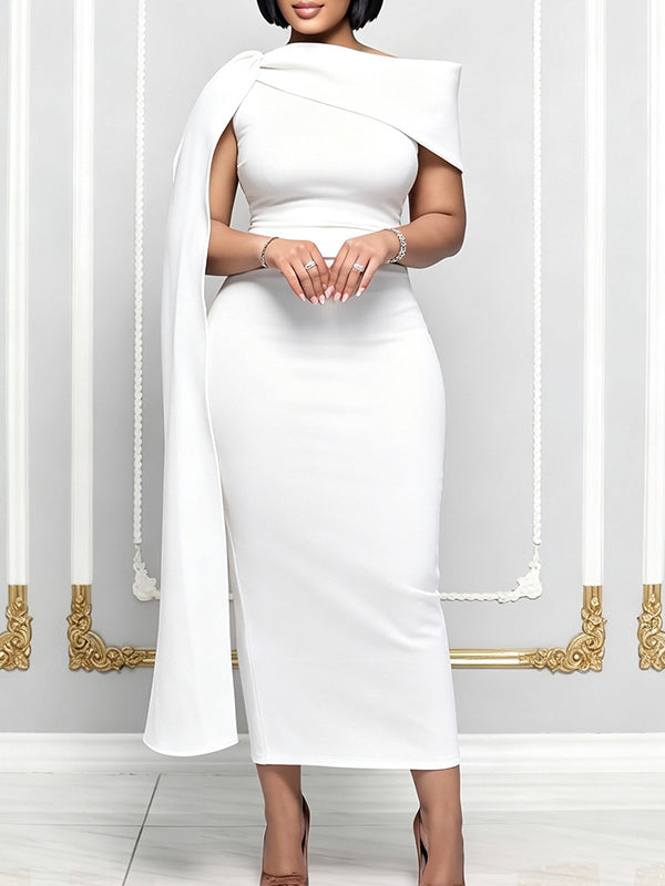 Solid Draped Bodycon Dress
