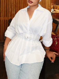 Button-Front Pleated Shirt