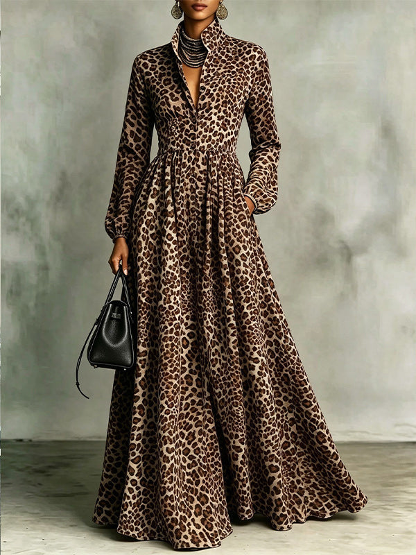 Leopard Button-Front Shirt Dress