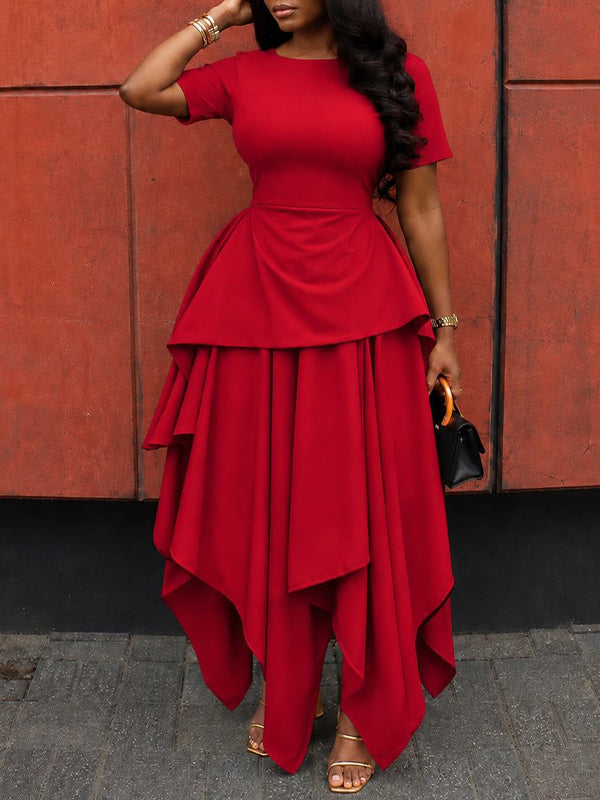 Asymmetric-Hem Tied-Back Dress