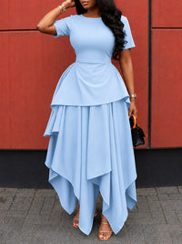 Asymmetric-Hem Tied-Back Dress